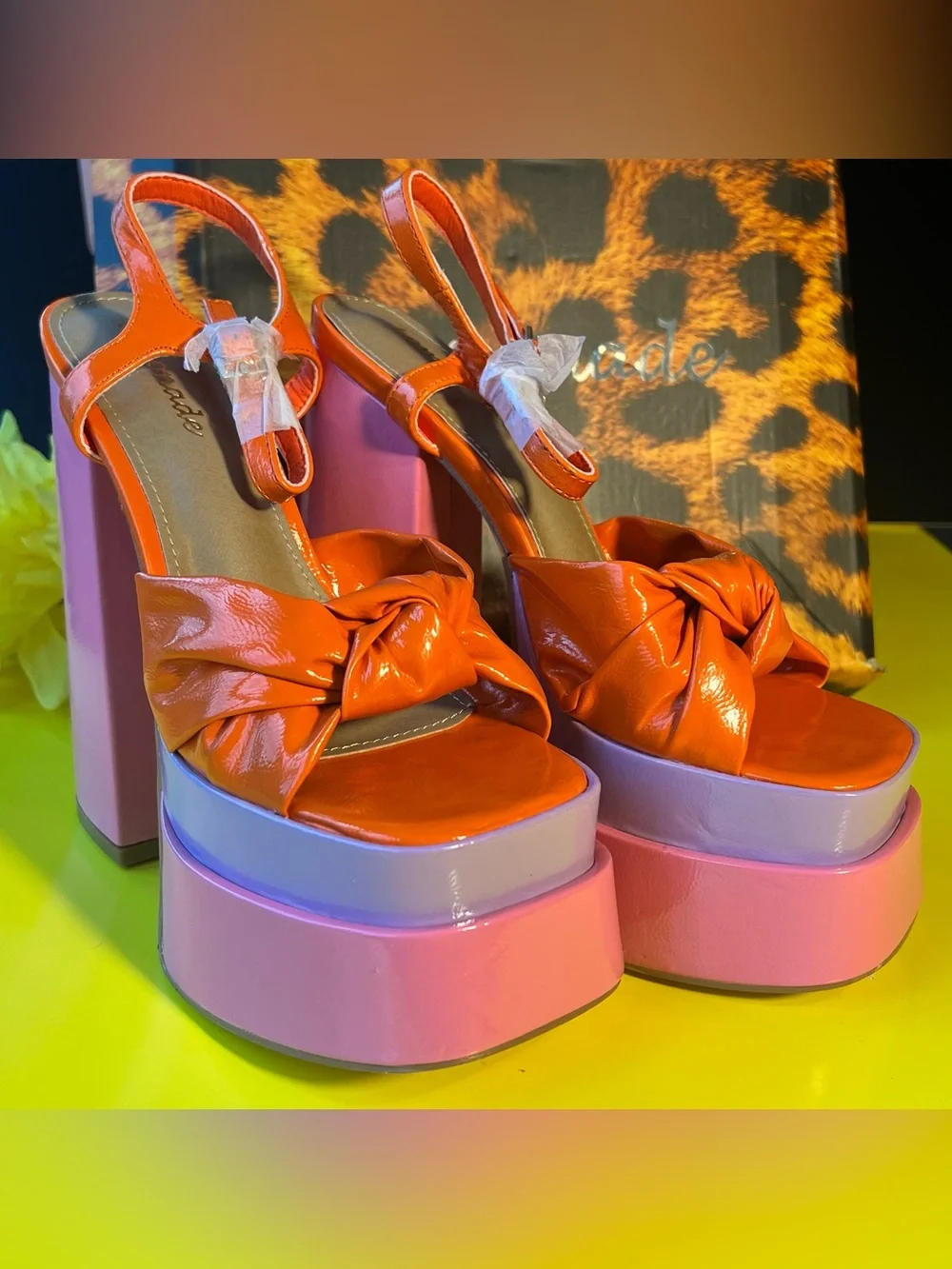 Lemonade Orange & Pink Knot Platform Sandals - Picture 8 of 15